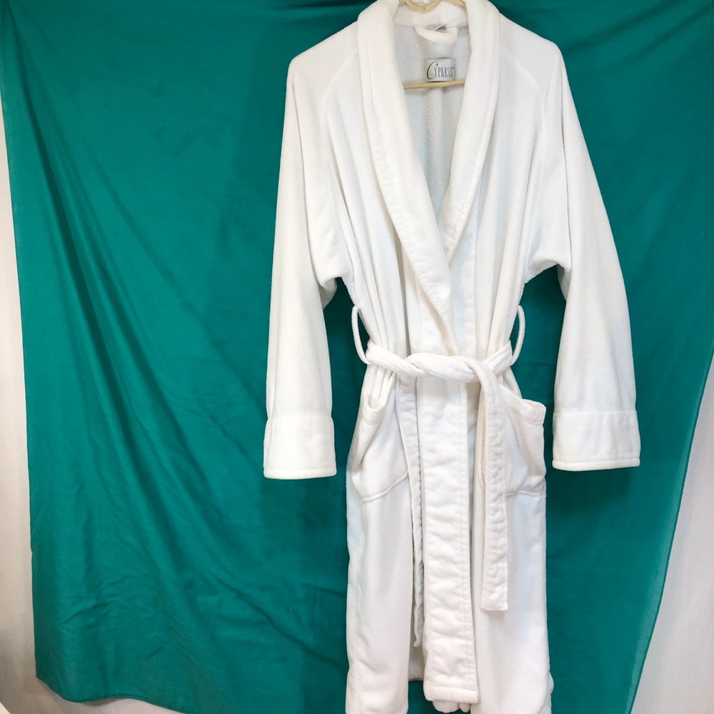 White Plush Shawl Collar Robe with Belt